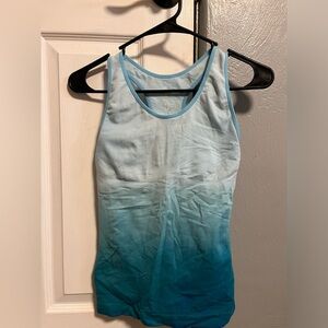 Blue activewear tank top with built in bra.
